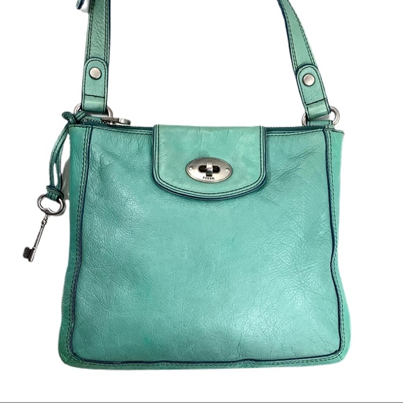 FOSSIL Marlow Mint Leather Crossbody Shoulder Bah - Picture 2 of 13